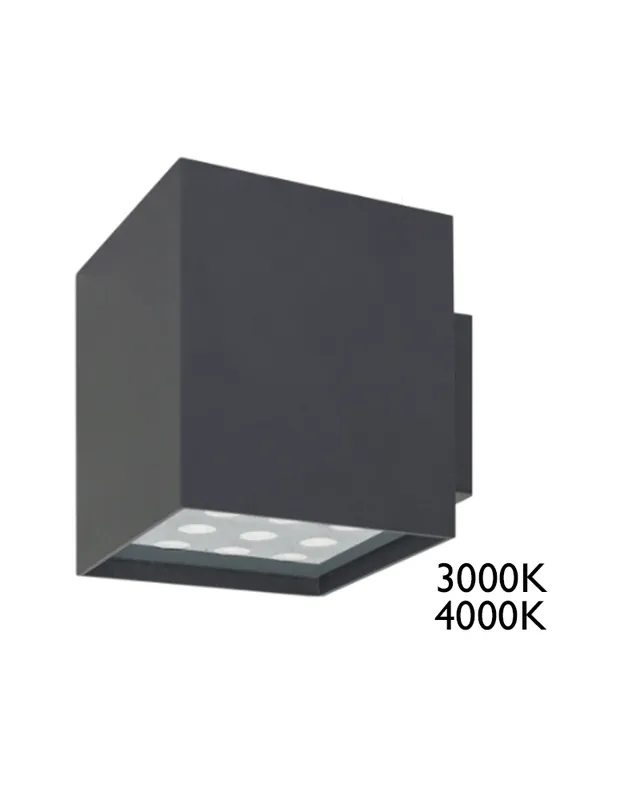 Aplique cuadrado LED 22W muy luminoso IP65 acabado gris Oferta Especial