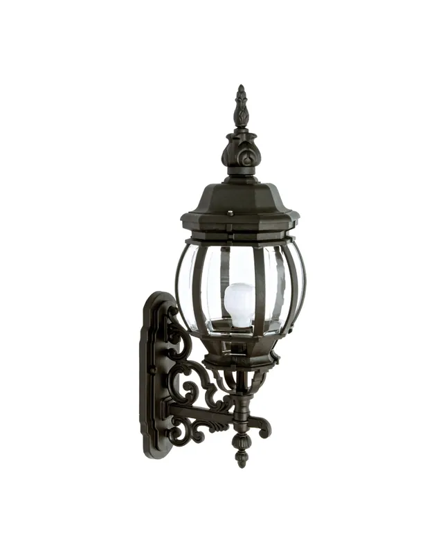 Aplique de exteriores IP44 E27 62cms, con difusor de policarbonato biselado UV resistente base labrada remate flor Oferta De Temporada