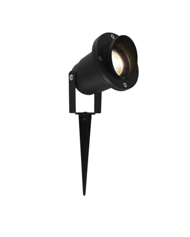 Promoción Pincho de exterior con visera de aluminio y cristal en negro GU10 60W IP65