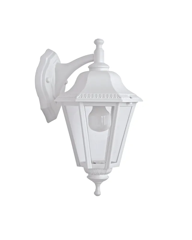 Aplique clásico de exteriores IP44 E27 alto 40cm con cabezal hacia abajo brazo decorado Lujoso