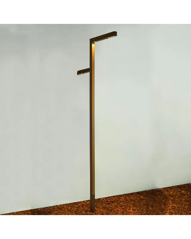 Profesional Farola de exterior Zenthin 2 270cm de altura de aluminio y madera 2 LED 4x6,4W 2x6,4 3000K IP65