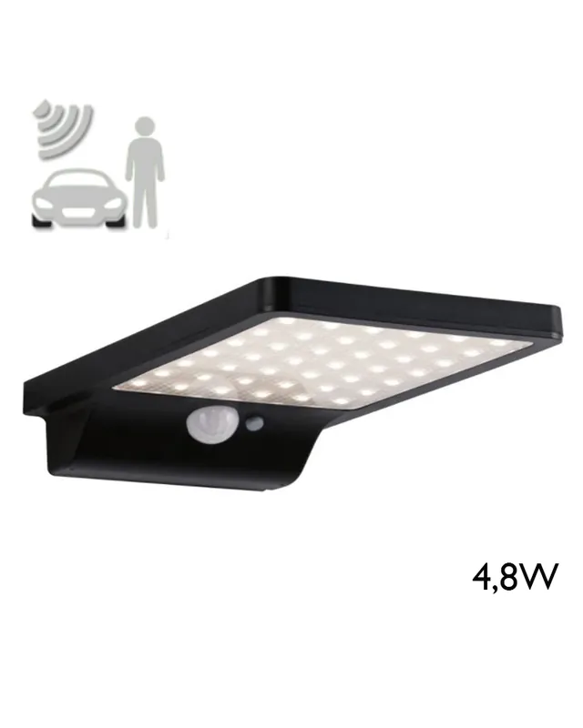 Aplique solar LED acabado negro 4,8W IP44 con sensor de moviemiento Directo De Fábrica
