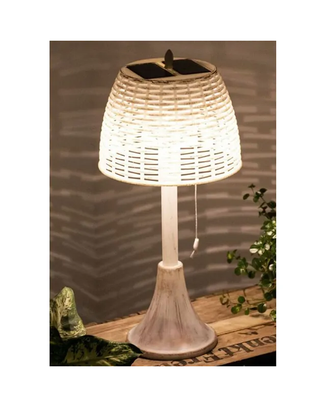 A Buen Precio Lámpara de mesa solar con pincho para jardín 60cm acabado blanco y dorado IP44