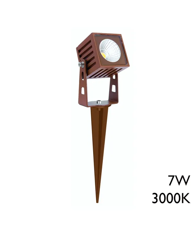 Auténtico Pincho de exterior LED de aluminio cuadrado 7W IP65 40º 3000K