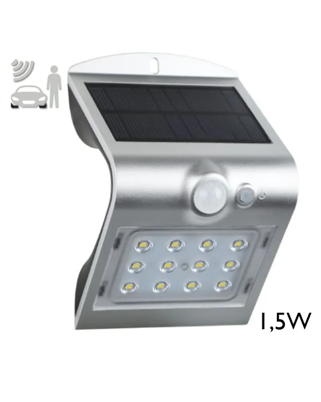 Aplique solar LED acabado gris 1,5W con sensor de movimiento IP65 Imprescindible (Must-Have)