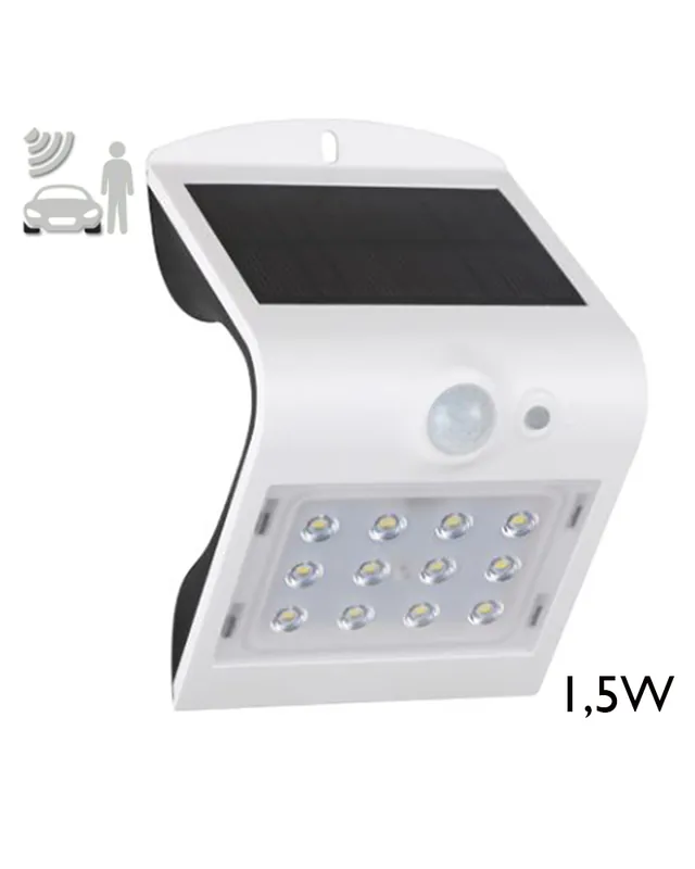 Aplique solar LED acabado blanco 1,5W con sensor de movimiento IP65 Compra Hoy