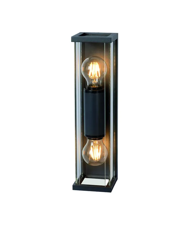 Aplique de exterior 36cm 2xE27 20W de aluminio y cristal acbado grafito IP54 Barato