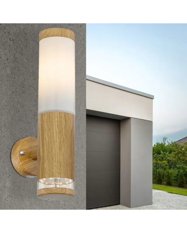 Aplique pared LED de exterior 35cm acero inoxidable E27 15W y LED 1,2W 3000K Entrega Rápida