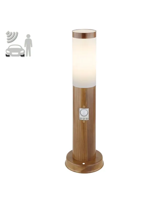 Baliza para exterior 45cm de acero inoxidable de aspecto madera E27 IP44 15W SENSOR MOVIMIENTO Precio Rebajado