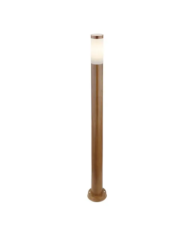 Baliza para exterior 110cm de acero inoxidable de aspecto madera E27 IP44 23W Auténtico