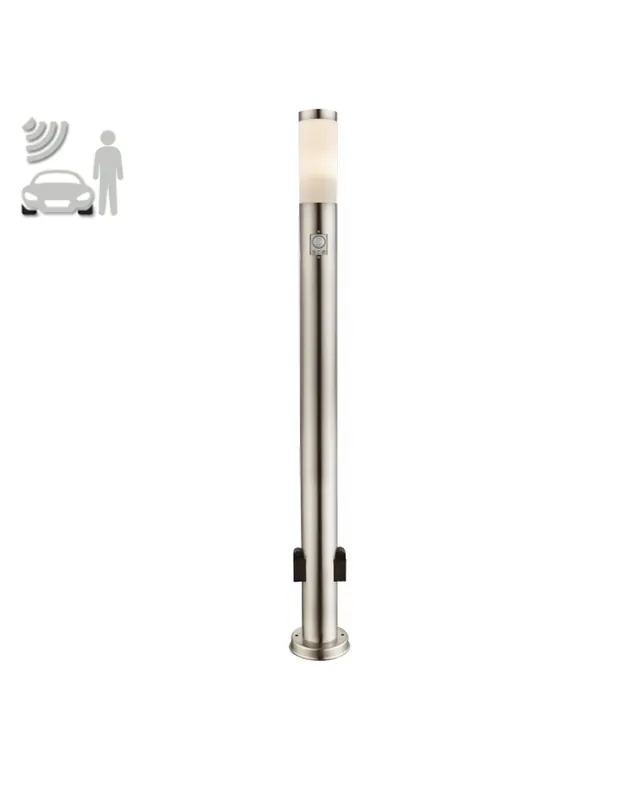 Baliza para exterior 110cm de acero inoxidable IP44 E27 2 enchufes estanco SENSOR MOVIMIENTO Mejor Calidad