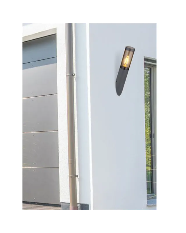 Auténtico Aplique pared de exterior 39cm acero inoxidable acabado antracita E27 23W IP44