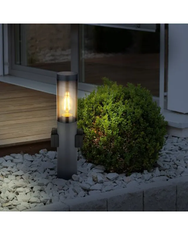 Baliza para exterior 45cm acero inoxidable antractita con enchufes estanco E27 23W IP44 Promoción