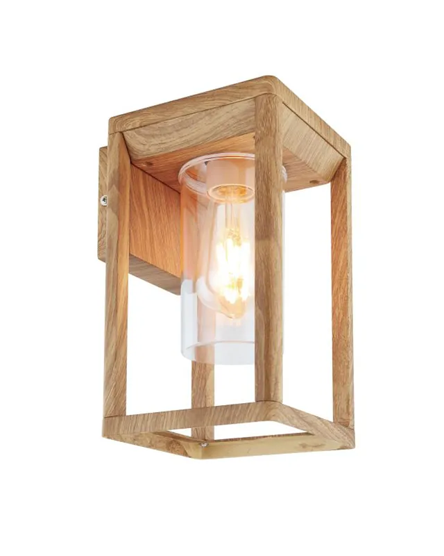 Alta Calidad Aplique pared de exterior 27cm de aluminio aspecto madera E27 15W IP44