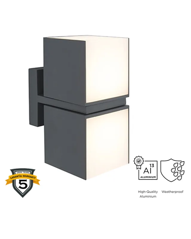 Auténtico Aplique pared de exterior 10cm de aluminio LED 24,4W 3000K