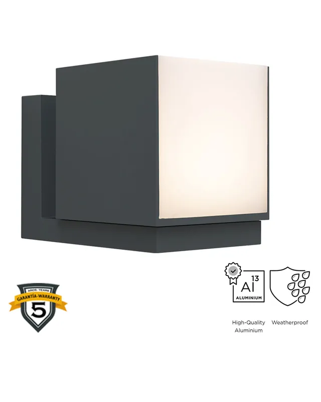 Aplique pared gris oscuro de exterior 10cm de aluminio LED 12,2W 3000K Hecho A Mano