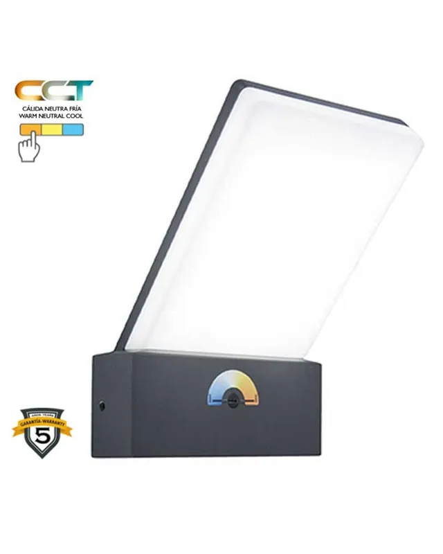 Aplique pared de exterior gris oscuro 14cm de aluminio LED 17,5W CCT 3000K-5000K Envío Inmediato
