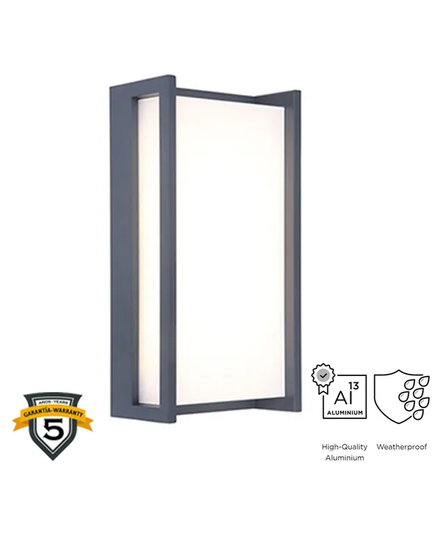 Aplique pared de exterior gris oscuro 22cm de aluminio LED 17,3W 3000K Marca Reconocida