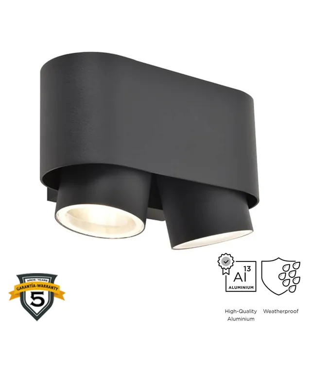 Aplique pared de exterior gris oscuro 17,3cm de aluminio GU10 Nueva Colección