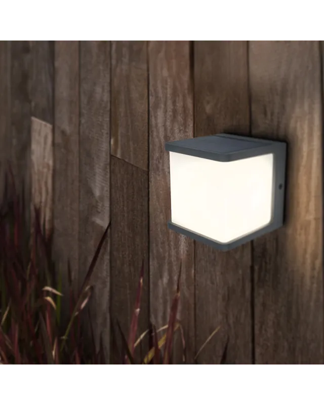 Aplique pared de exterior gris oscuro SOLAR 11cm aluminio y PC LED 7,5W IP54 4000K SENSOR MOVIMENTO No Te Lo Pierdas