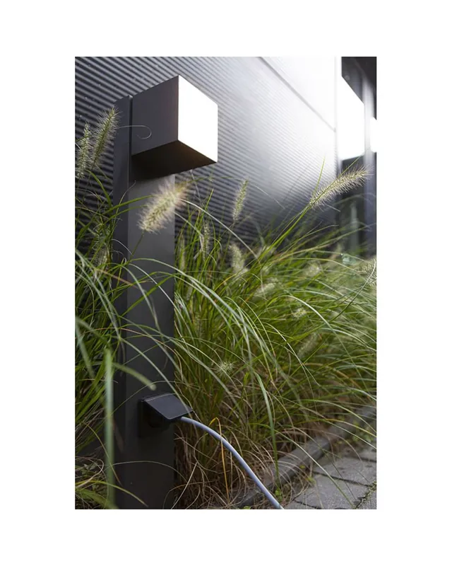 Baliza de exterior 75cm LED 12,2W de aluminio y PC acabado gris oscuro IP54 con enchufe estanco Oferta