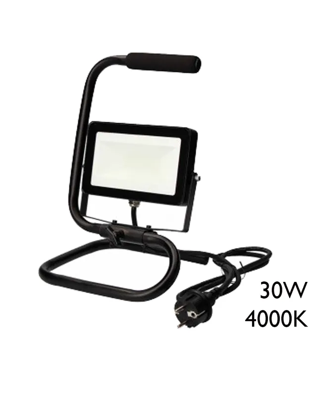 Proyector LED 24cm con soporte negro 30W 6400K IP65 Tendencia