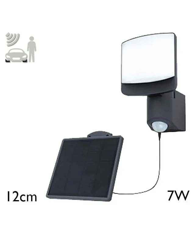 Artesanal Aplique pared de exterior gris oscuro SOLAR 12cm LED 7W IP54 sensor presencia