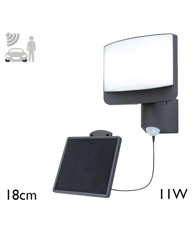 Aplique pared de exterior gris oscuro SOLAR 18cm LED 11W IP54 sensor presencia Envío Gratis