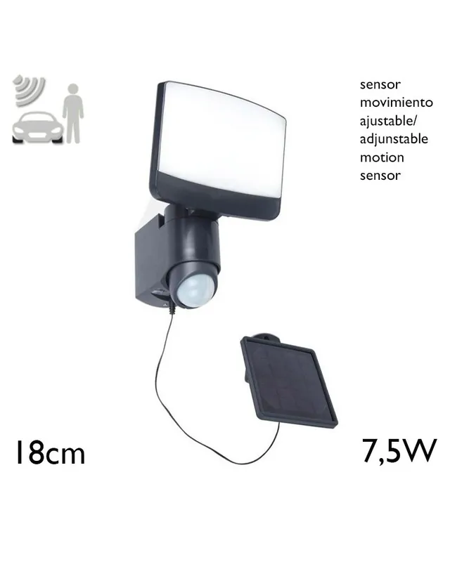 Aplique pared de exterior gris oscuro SOLAR 18cm LED 7,5W IP44 sensor presencia ajustable Disponible Ahora