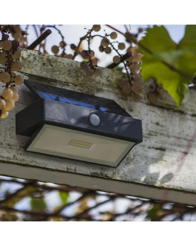 Súper Precio Aplique pared de exterior gris oscuro SOLAR 17,6cm LED 2,3W IP44 5000K sensor presencia