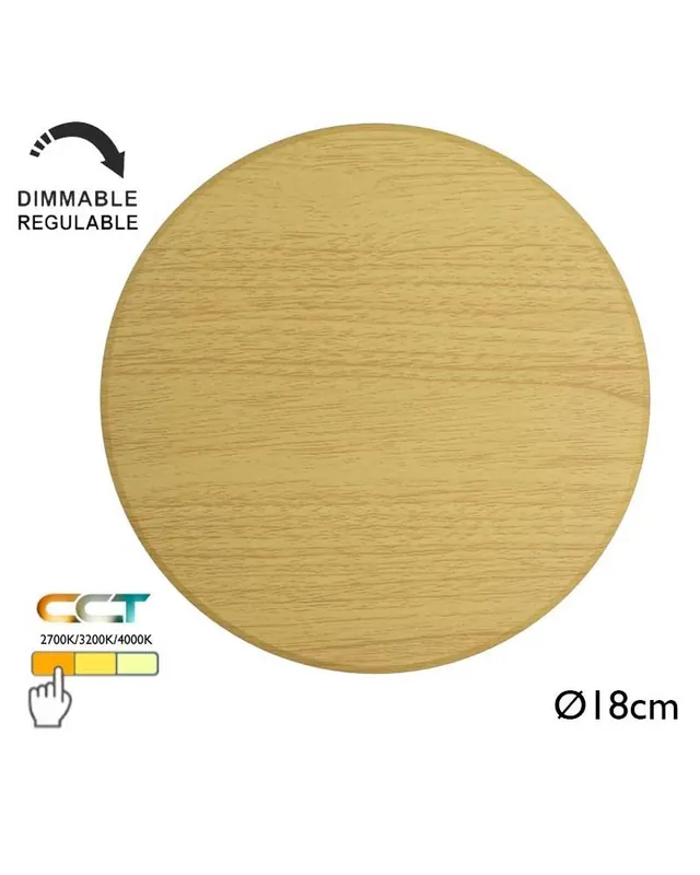 Aplique pared de exterior 18cm de aluminio y PC acabado madera LED 15W CCT Switch 2700K/3200K/4000K Regulable Precio Reducido