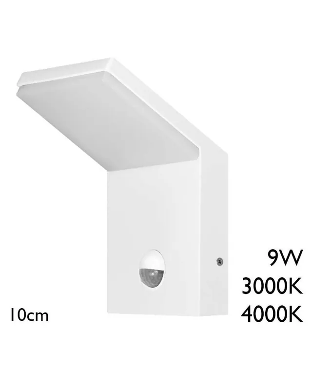 Aplique pared de exterior 11cm de aluminio acabado blanco LED 9W SENSOR MOVIMIENTO Ordenar Ahora Mismo