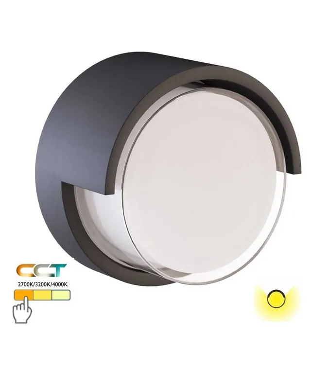 Aplique pared de exterior circular 16,9cm LED 15W policarbonato IP65 CCT Switch 2700K/3200K/4000K Original