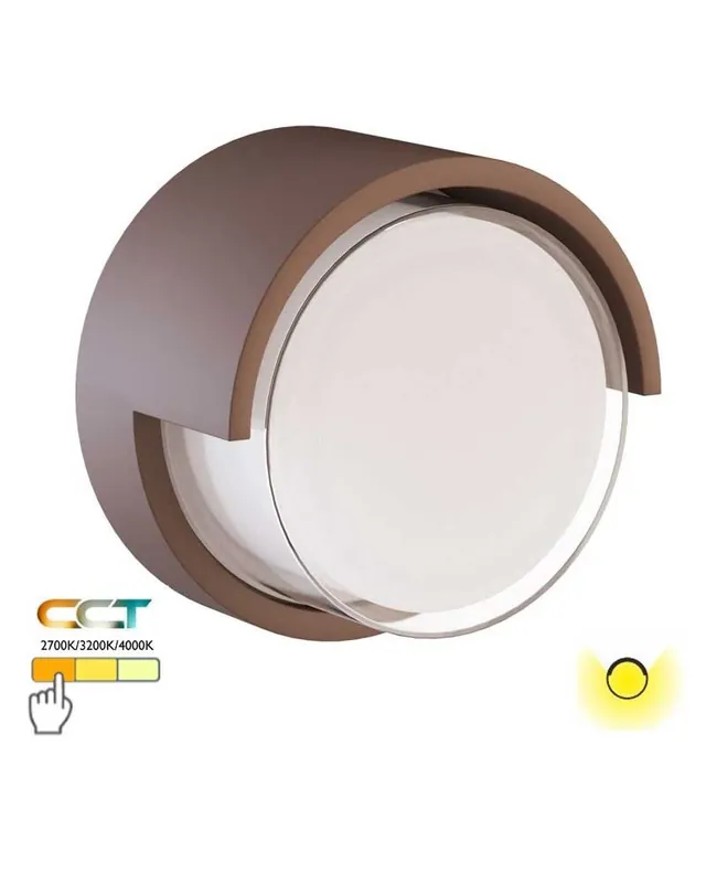 Auténtico Aplique pared de exterior circular 16,9cm LED 15W policarbonato IP65 CCT Switch 2700K/3200K/4000K
