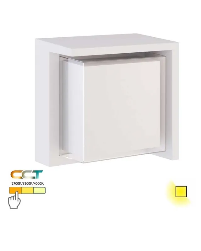 Aplique pared de exterior cuadrado 16cm LED 15W policarbonato IP65 CCT Switch 2700K/3200K/4000K A Buen Precio