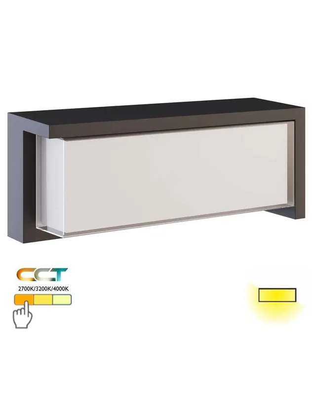 Aplique pared de exterior rectangular 32cm LED 24W policarbonato IP65 CCT Switch 2700K/3200K/4000K Exclusivo