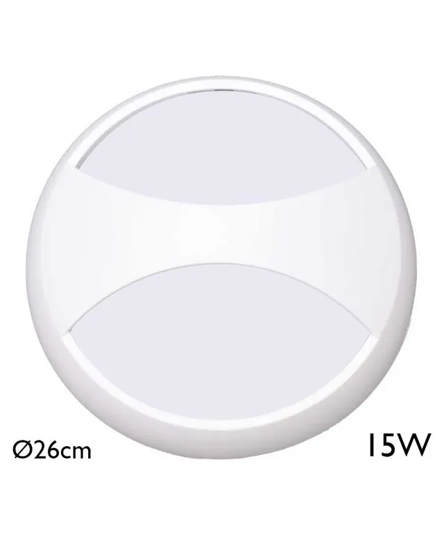 Aplique y plafón de exteriores 26cm redondo LED 15W IP54 120º para pared o techo Nueva Colección