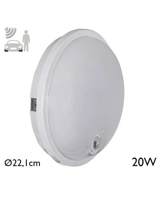 Stock Limitado Aplique y plafón de exteriores 22,1cm LED 20W 4000K IP65 124º con SENSOR
