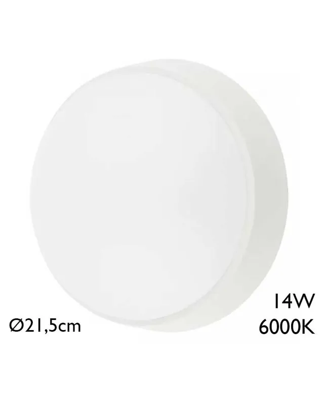 Aplique pared de exterior redondo 21,5cm de diámetro LED 14W 6000K IP54 Promoción