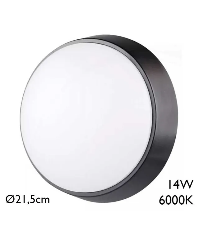 Aplique pared de exterior redondo 21,5cm de diámetro LED 14W 6000K IP54 Envío Gratis