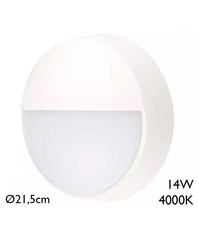 Aplique pared de exterior blanco redondo 21,5cm de diámetro LED 14W 4000K IP54 Compra Ahora