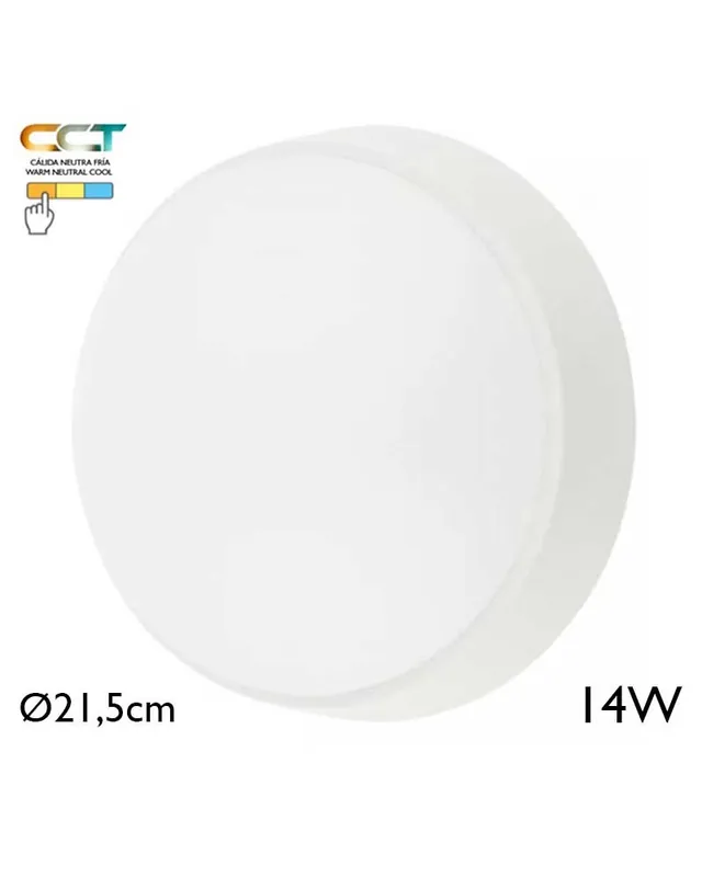 Aplique pared de exterior blanco redondo 21,5cm de diámetro LED 14W CCT 3000K/4000K/6000K IP65 Original