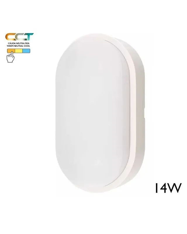Aplique pared de exterior blanco ovalado 21,2cm de alto LED 14W 3000K/4000K/6000K IP65 Económico