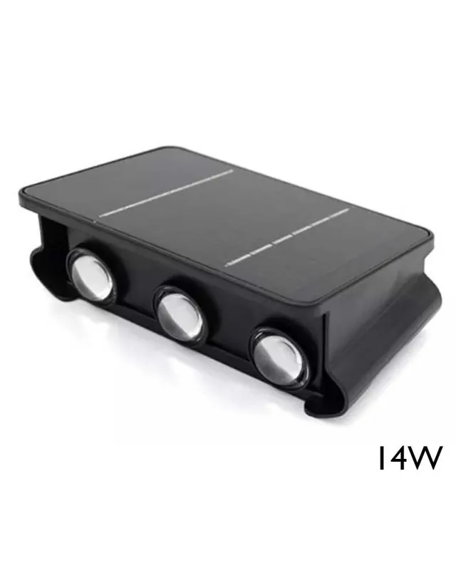 Aplique pared de exterior negro SOLAR 17cm de ancho LED 5 luces de 2W 3000K IP54 con batería botón ON/OFF Ordenar Ahora Mismo