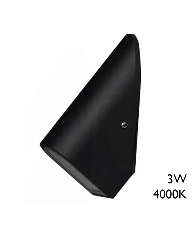 Profesional Aplique pared de exterior negro de aluminio LED 3W 4000K IP65