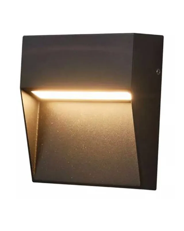 Alta Calidad Aplique pared de exterior cuadrado LED 11cm de aluminio acabado negro 3W 4000K IP65