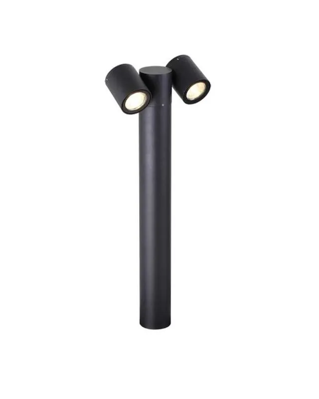 Baliza de exterior 55cm de aluminio acabado negro 2xGU10 IP54 Envío Exprés