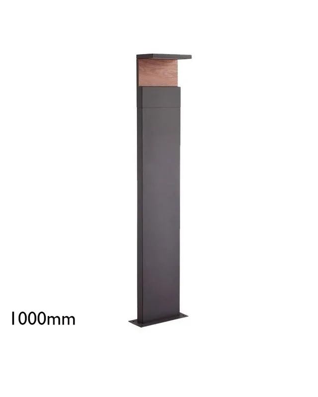 Baliza para exterior LED 100cm 13W 3000K de aluminio gris y madera IP65 Devolución Gratuita