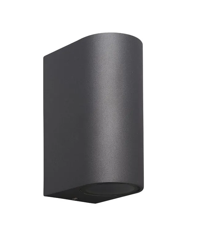 Solo Hoy Aplique de exterior 15cm curvo 2 luces GU10 de aluminio y cristal IP54