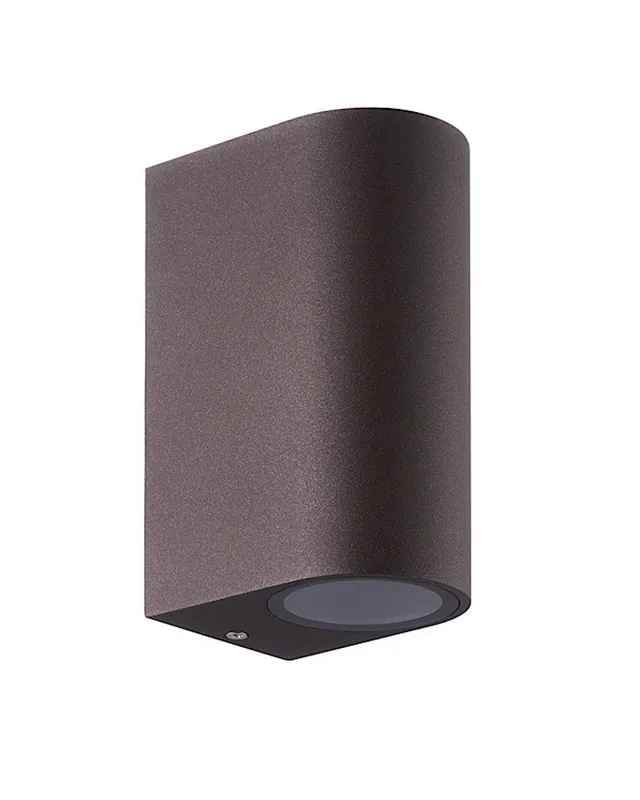 Aplique de exterior 15cm curvo 2 luces GU10 de aluminio y cristal IP54 Máxima Calidad